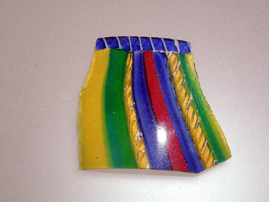 Glass striped mosaic bowl fragment — Unknown