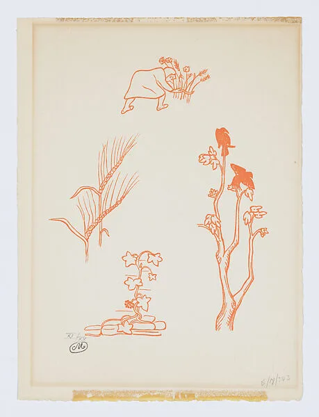 Three vignettes: fruit, two baskets of berries, basket of fruit and flowers — Aristide Maillol|Philippe Gonin