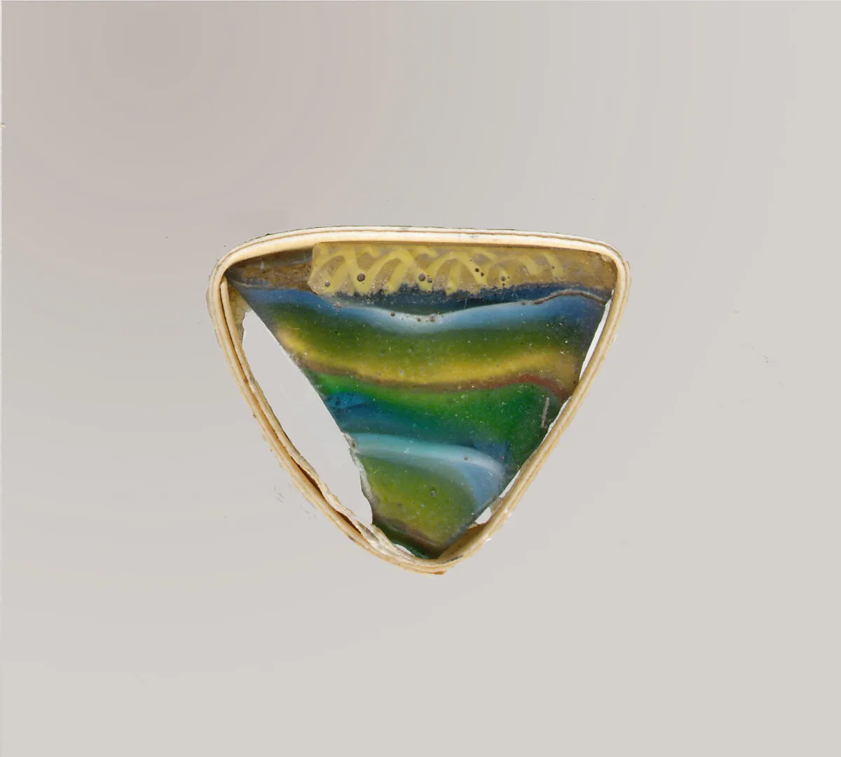 Glass striped mosaic bowl fragment — Unknown