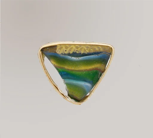 Glass striped mosaic bowl fragment