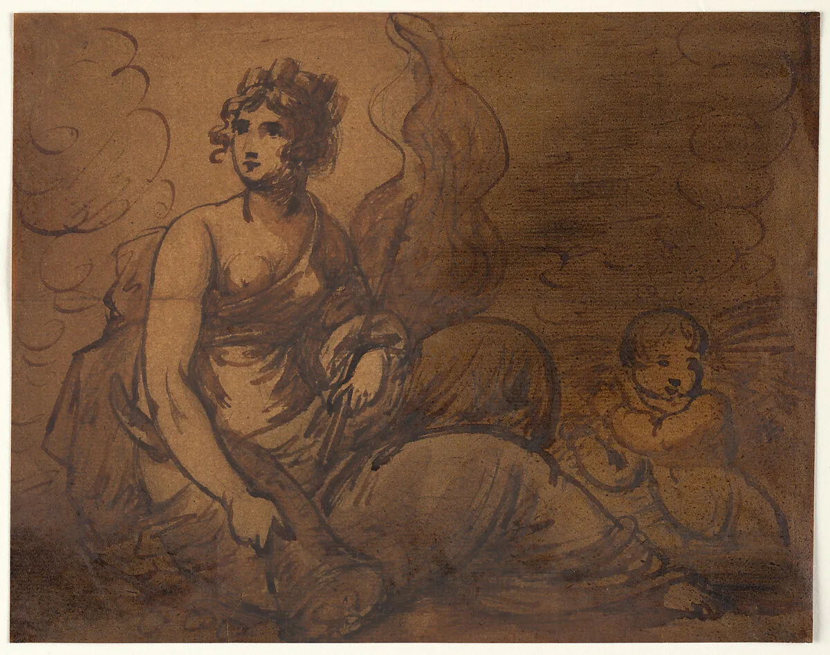 Study of an Allegorical Female Figure with an Attendant Putto — England|George Romney