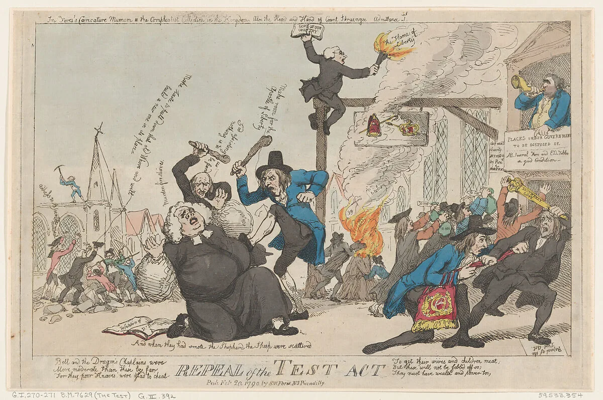 Repeal of the Test Act — Johann Friedrich, Count of Struensee|Charles Stanhope, 3rd Earl Stanhope|S. W. Fores|Thomas Rowlandson|Richard Price