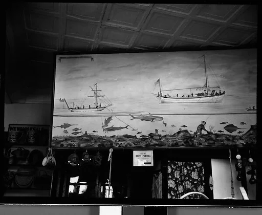 [Folk Painting of Sponge Diving Scene in Curio Shop, Florida]