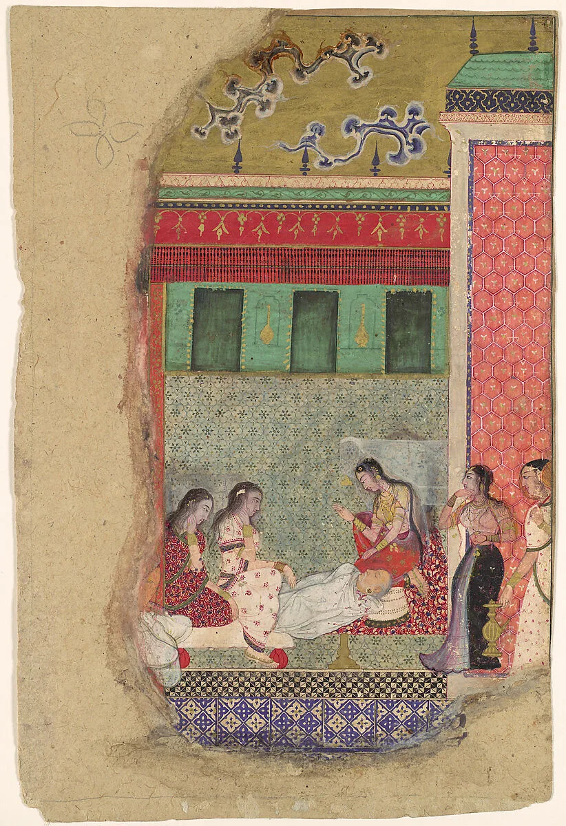 "The Death of King Dasharatha, the Father of Rama", Folio from a Ramayana — Unknown