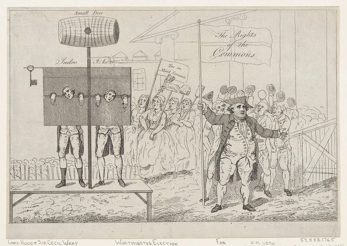 Sir Cecil Wray in the Pillory — Thomas Rowlandson|Hannah Humphrey|Charles James Fox|John Jackson|Samuel House|Sir Cecil Wray