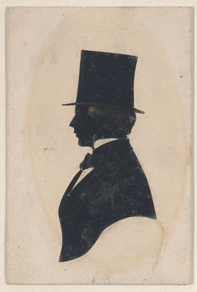 Silhouette of an unknown young man in a top hat — G. Bonner
