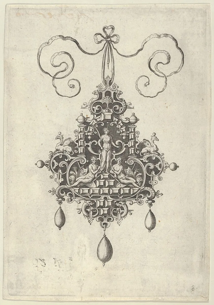 Pendant Design with a Peace-Goddess Flanked by Two Warriors — Jan Collaert I