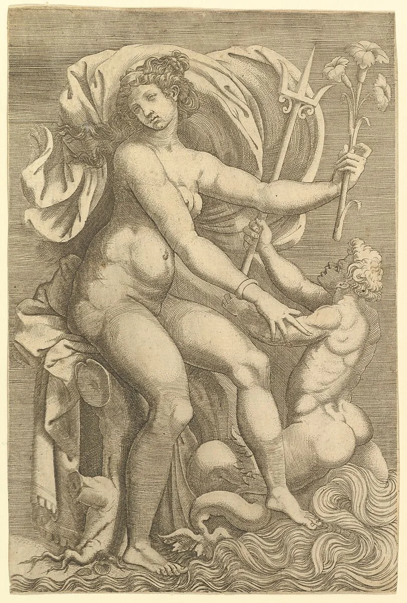 Thetis Seated with a Triton — Giorgio Ghisi|Perino del Vaga (Pietro Buonaccorsi)|Anonymous, Italian?, 16th century