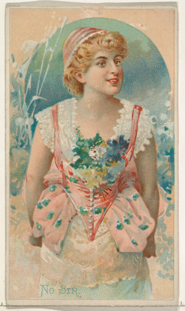 No, Sir, from the Illustrated Songs series (N116) issued by W. Duke, Sons & Co. to promote Honest Long Cut Tobacco — George S. Harris & Sons|W. Duke, Sons & Co.|American Tobacco Company