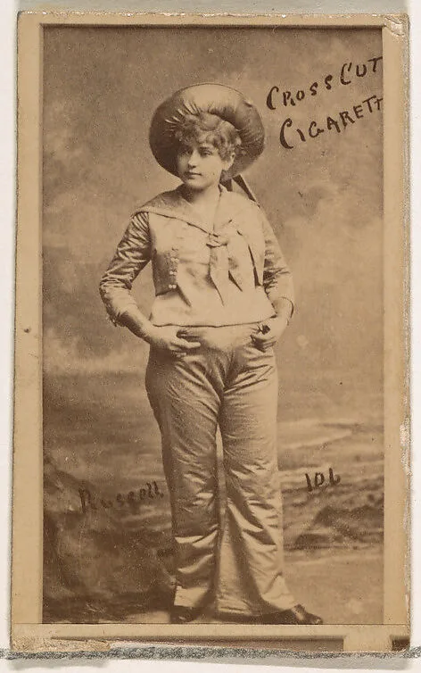 Card Number 106, Lillian Russell, from the Actors and Actresses series (N145-1) issued by Duke Sons & Co. to promote Cross Cut Cigarettes — W. Duke, Sons & Co.