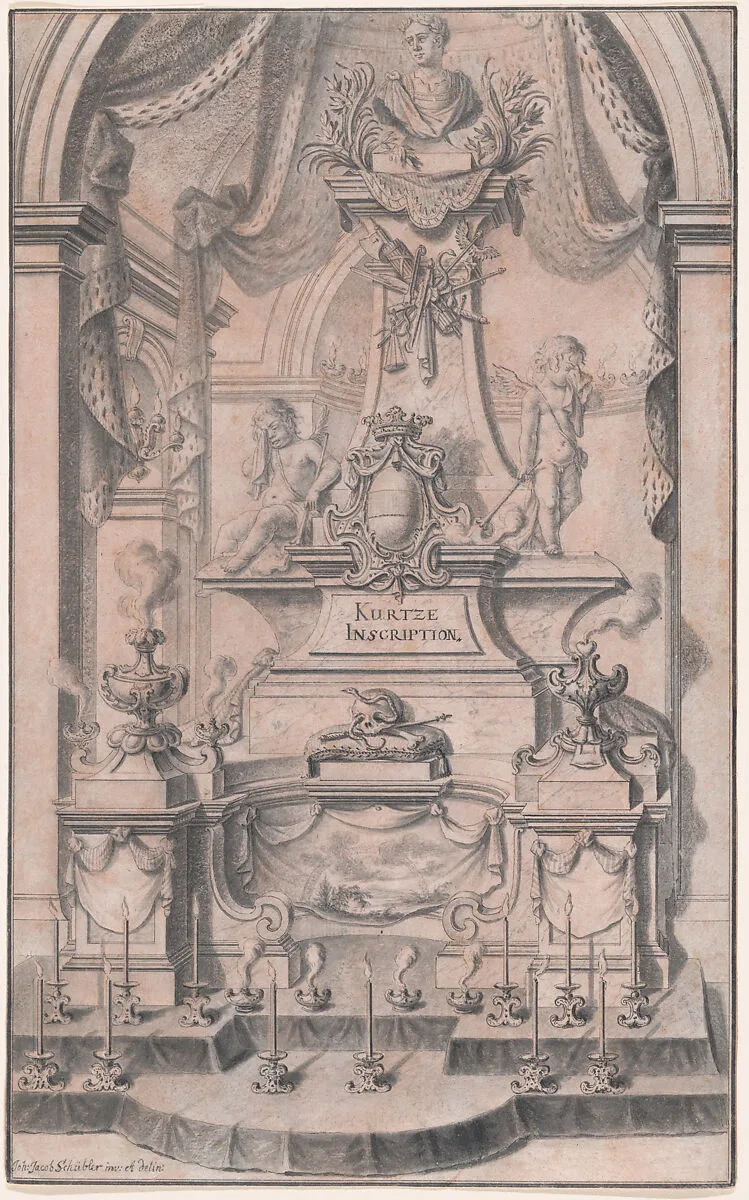 Design for a Funeral Monument (Preparatory Drawing for a Print) — Johann Jakob Schübler