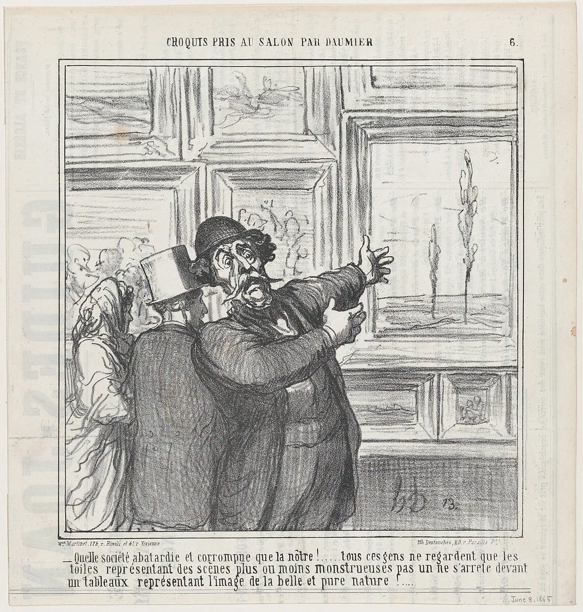 Just look what a degenerated and corrupt world we are living in...., from 'Sketches from the Salon,' published in Le Charivari, June 8, 1865 — Aaron Martinet|Honoré Daumier|Destouches