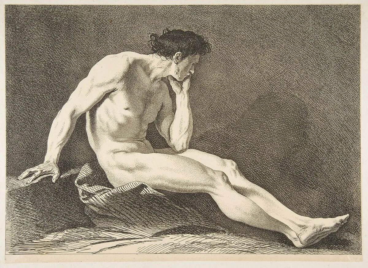 An "Académie": Sitting Man — Carle (Charles André) Vanloo