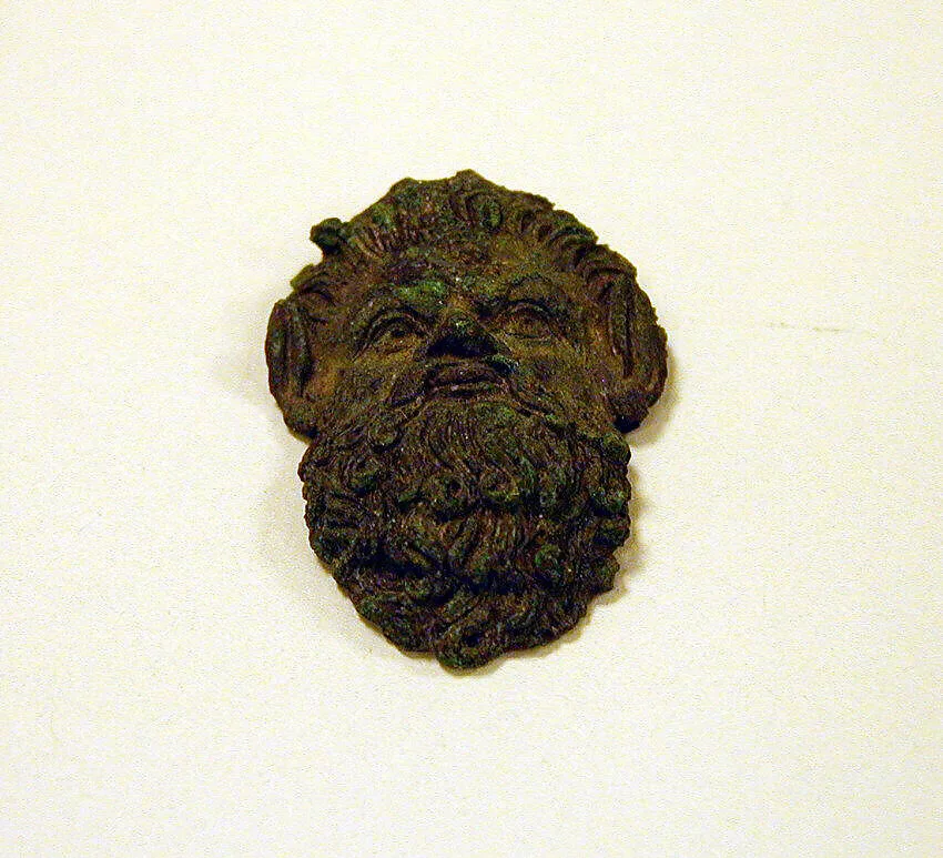Bronze handle attachment in the form of a satyr mask — Unknown
