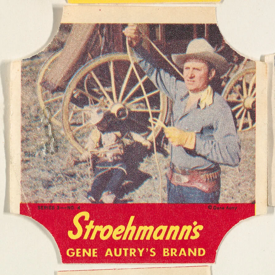 Gene Autry's Brand, Series 3, No. 4, from the Gene Autry's Brand bread end labels series (D290-7) issued by Stroehmann Bread Company — Stroehmann Bread Company
