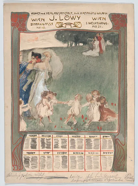 Design for a poster of calendar for J. Löwy, Vienna — Erwin Puchinger
