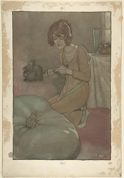 "He looked a fine figure of a frog" (for "Peeriwinki the Puddock" in "Topsy-Turvy Tales") — William Heath Robinson|Elsie Smeaton Munro|John Lane, The Bodley Head