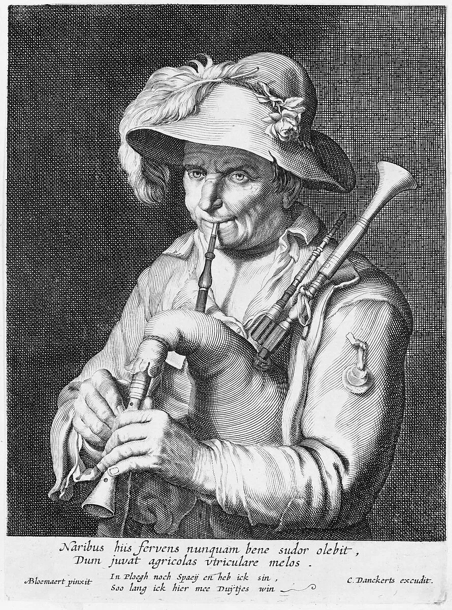 Man Playing Bagpipe — Cornelis Bloemaert|Abraham Bloemaert|Cornelis Danckertsz. I