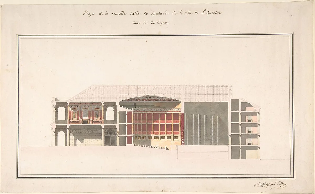 Project for the New Theater at St. Quentin (Aisne) - Section — Emile-Jacques Gilbert|Louis Baptiste Gilbert