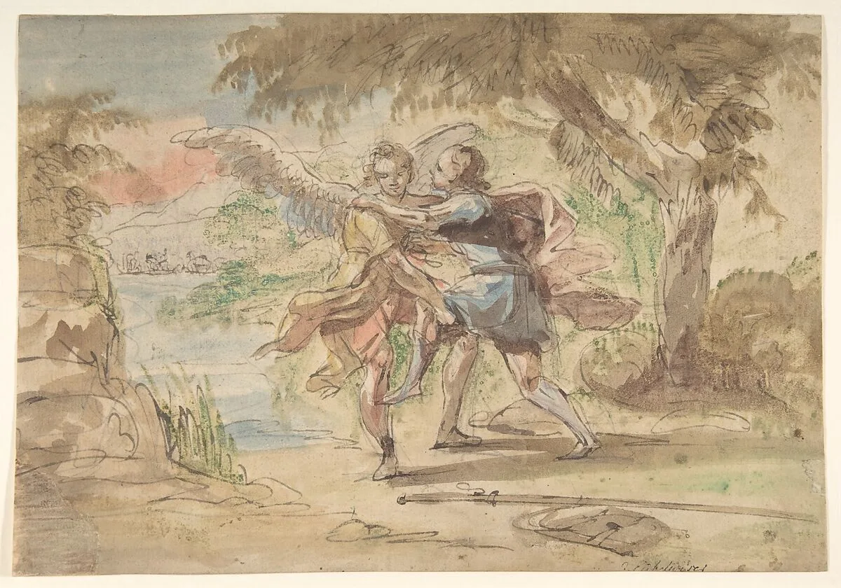Jacob and the Angel — Johann Jacob Eybelwieser