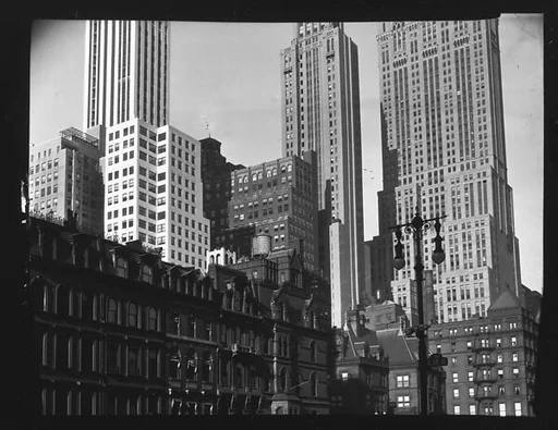 [Row of Town Houses on Park Avenue in Front of Midtown Skyscrapers, New York City]
