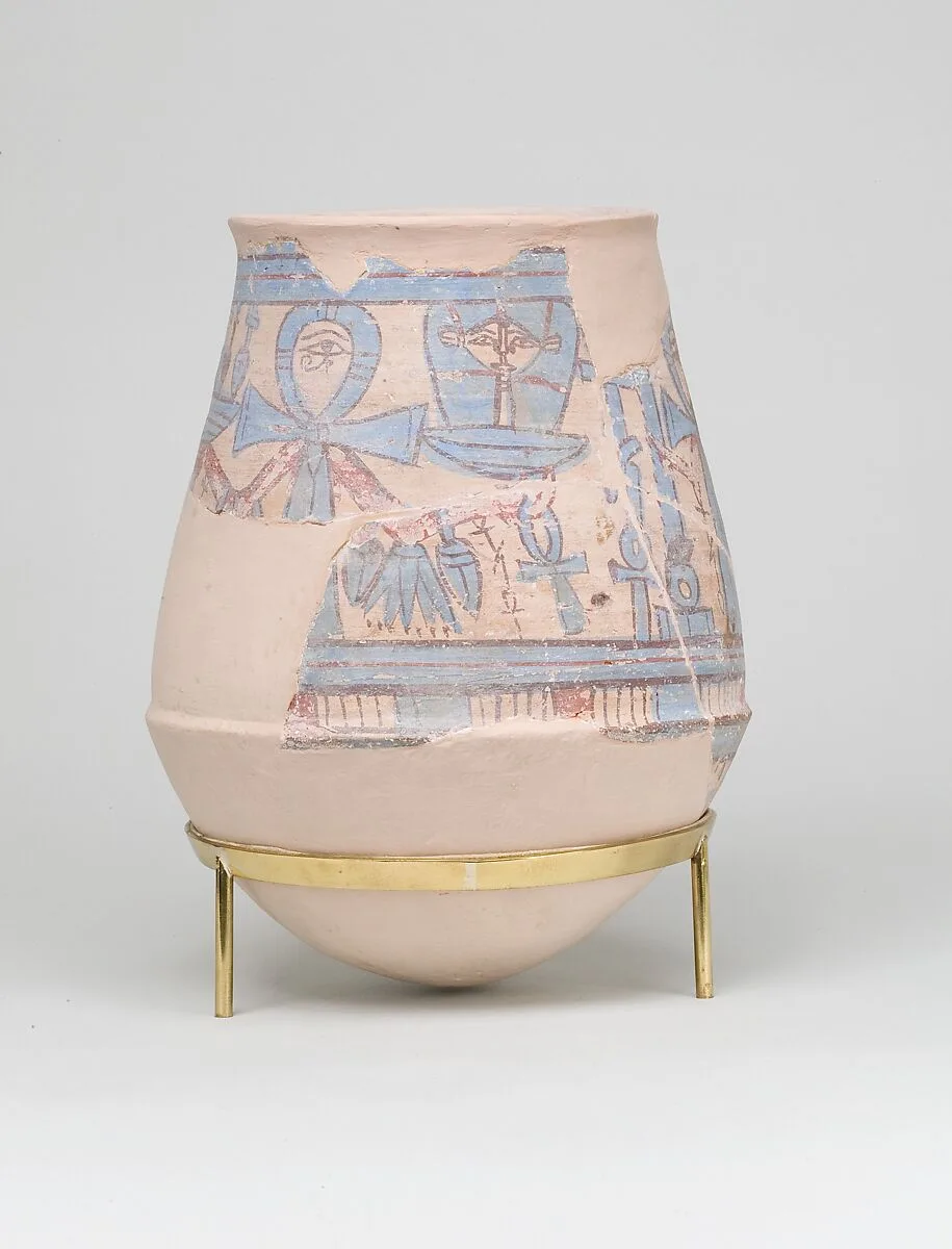 Blue-painted Jar from Malqata with Hathor Emblem — Unknown