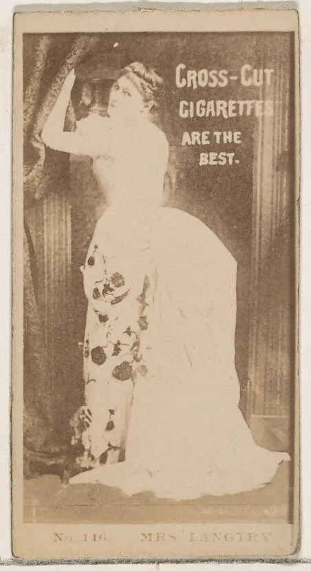 Card Number 116, Mrs. Langtry, from the Actors and Actresses series (N145-2) issued by Duke Sons & Co. to promote Cross Cut Cigarettes — W. Duke, Sons & Co.