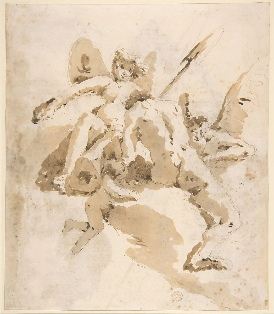 Design for a Ceiling (recto); Bearded Man Standing (verso) — Giovanni Battista Tiepolo