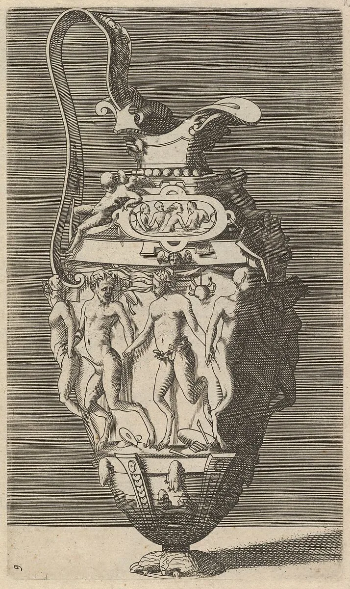 Vase with Dancing Women and Satyrs — Frederick de Wit|Rosso Fiorentino|René Boyvin|Claes Jansz. Visscher