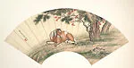 近代 馬晉 松下臥馬 扇面|Horse under a Pine — Ma Jin