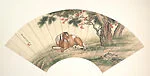 近代 馬晉 松下臥馬 扇面|Horse under a Pine