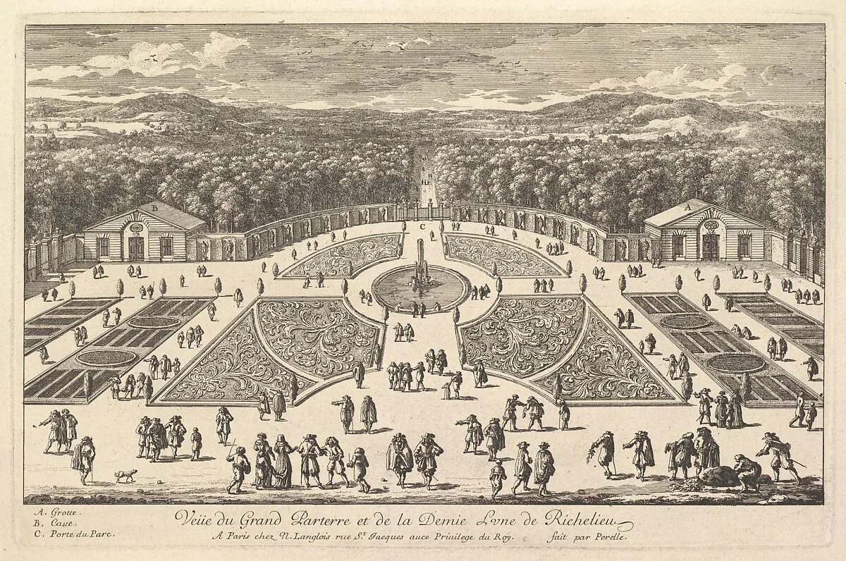 Veüe du Grand Parterre et de la Demie Lune de Richelieu — Adam Perelle