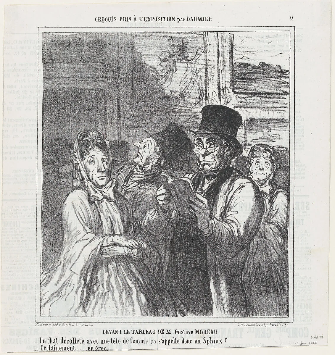In front of Mr. Gustave Moreau's paintings, from 'Exhibition sketches,' published in Le Charivari, June 3, 1864 — Destouches|Aaron Martinet|Honoré Daumier