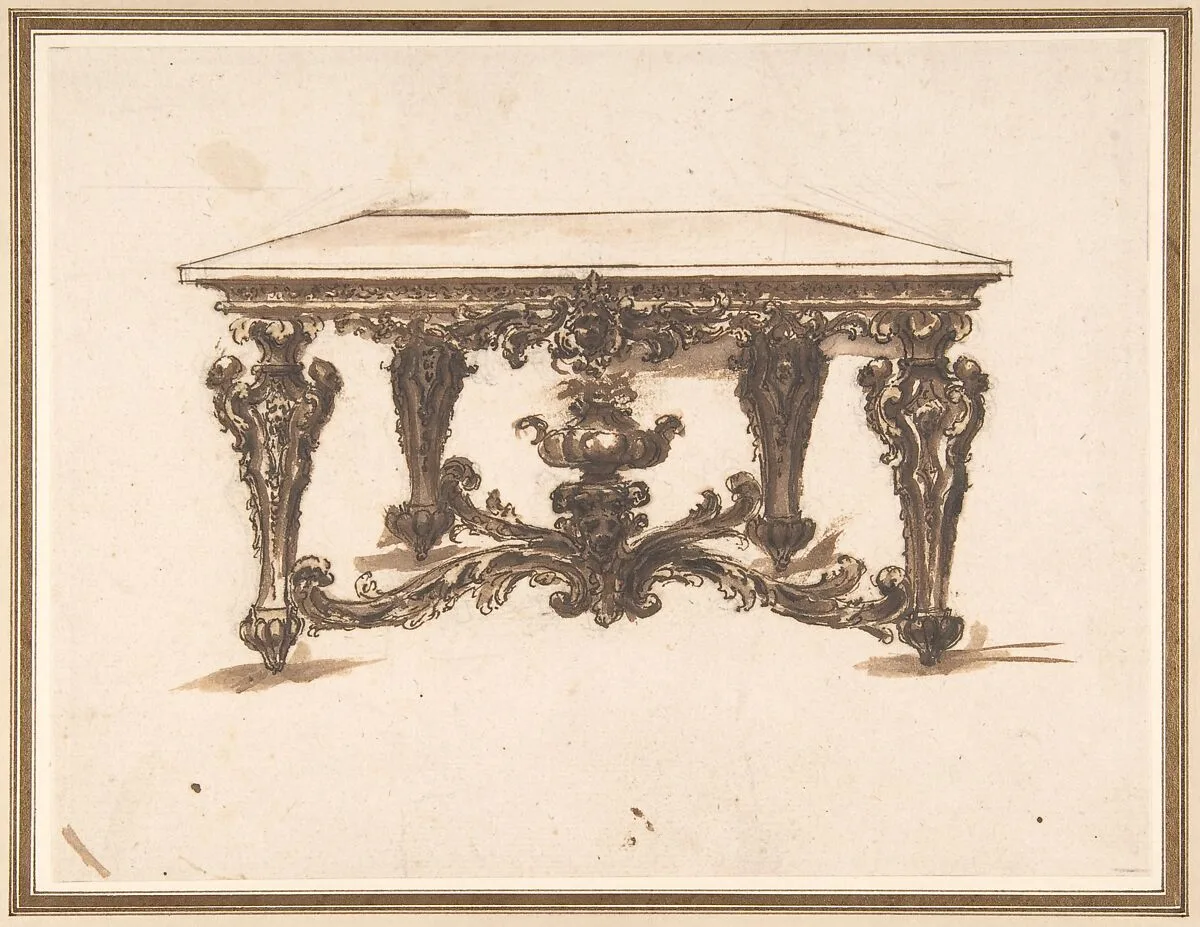 Design for a Table with Ornate Legs — Anonymous, Italian, 17th century