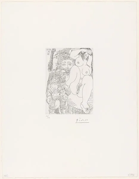 Young Courtesan with a Gentleman, a Sculptor, and an Old Seducer, from 347 Suite — Pablo Picasso|Aldo and Piero Crommelynck|Galerie Louise Leiris