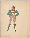 Drawing for a male theatrical costume for the song 'O Leo' in 'At Home Abroad' — Vincente Minnelli