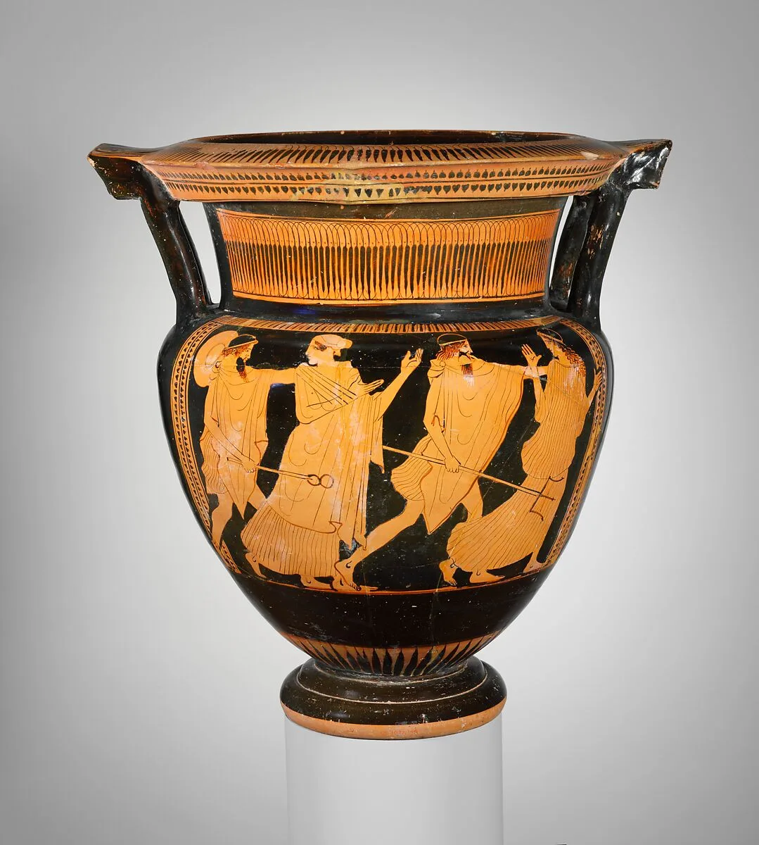 Terracotta column-krater (bowl for mixing wine and water) — Orchard Painter