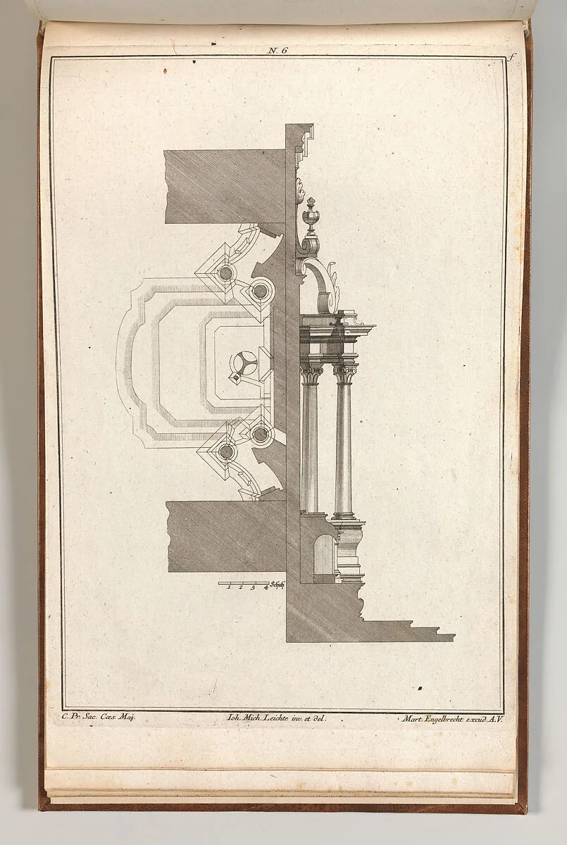 Floorplan and Side View of an Altar, Plate f (2) from 'Unterschiedliche Neu Inventierte Altäre mit darzu gehörigen Profillen u. Grundrißen.' — Johann Michael Leüchte|Martin Engelbrecht
