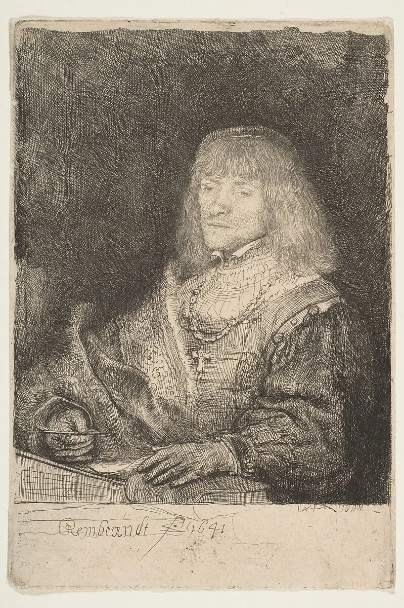 Man at a Desk Wearing a Cross and Chain — Rembrandt (Rembrandt van Rijn)