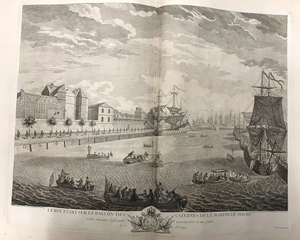 Relation de L'Arrivée du Roi au Havre-de-Grace le 19 Septembre 1749 et les fêtes qu se sont données a cette occasion — Jean-Baptiste Descampes|Slodtz|H. L. Guérin & L. F. Delatour|Jacques Philippe Le Bas