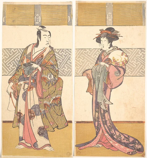 勝川春章画 三代目澤村宗十郎と三代目瀬川菊之丞|Kabuki Actors Sawamura Sōjūrō III and Segawa Kikunojō III