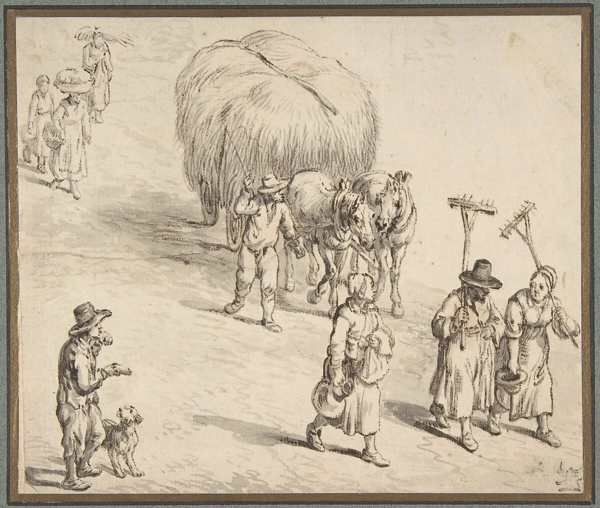 Peasants and Hay Wagon on a Country Road — Jan Brueghel the Elder|Jan Brueghel the Elder