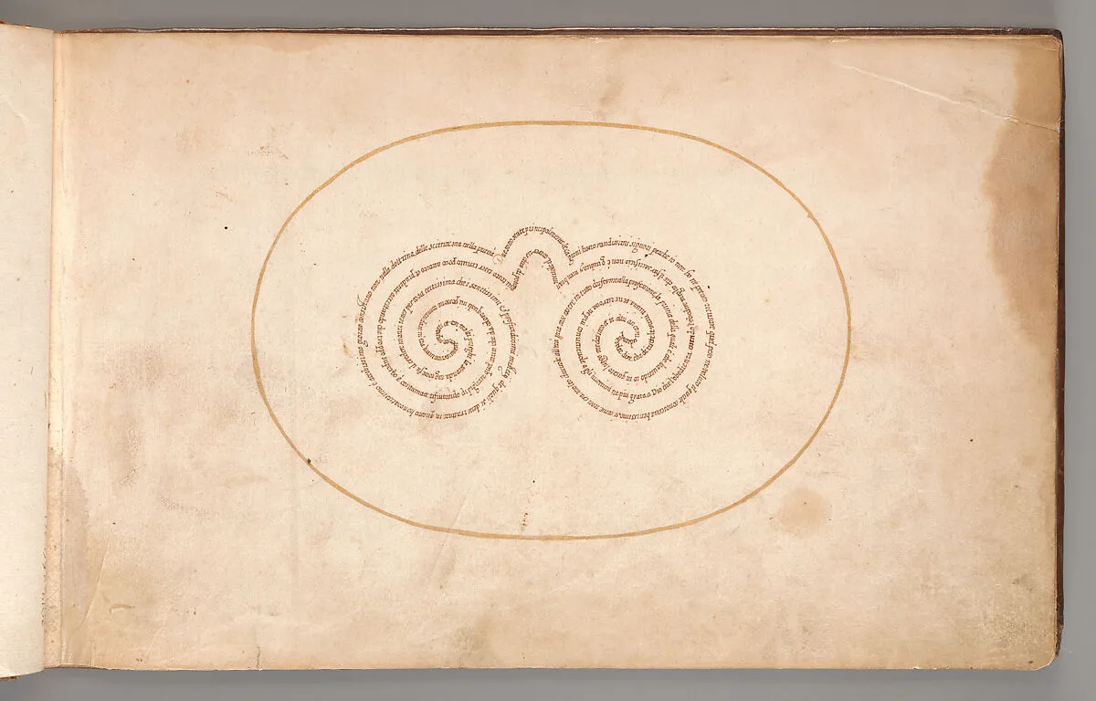 Micrographic Design in the Shape of a Pair of Glasses — Anonymous