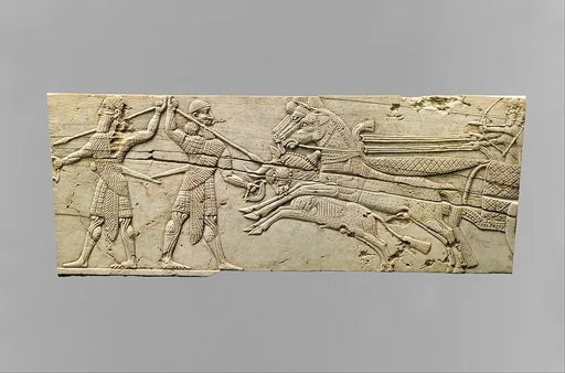 Panel fragments with hunting scenes