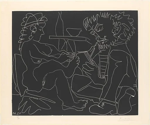 Painter Sketching and Nude Model in a Hat