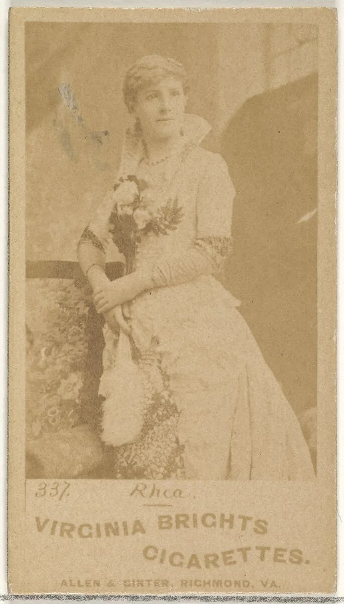 Card 337, Rhea, from the Actors and Actresses series (N45, Type 1) for Virginia Brights Cigarettes — Allen & Ginter
