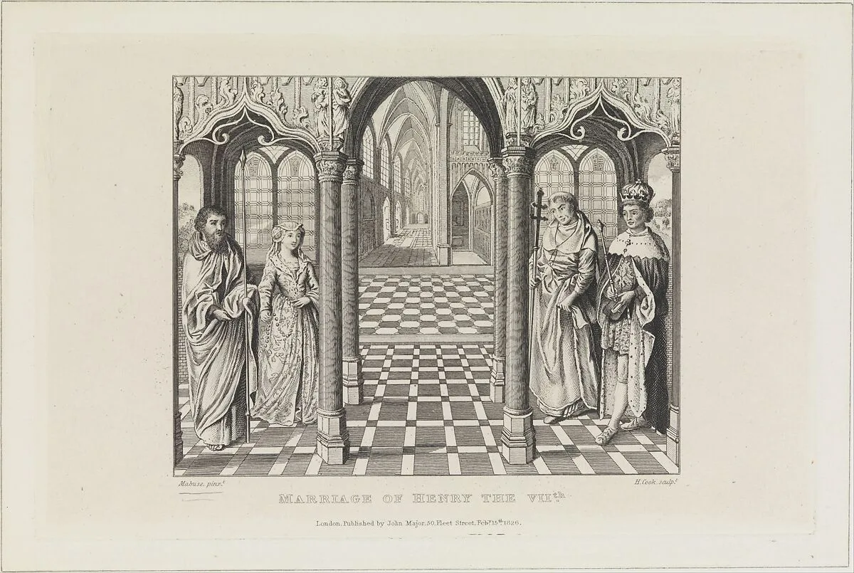 The Marriage of Henry the VIIth and Elizabeth of York — John Major|Jan Gossart (called Mabuse)|H. Cook|Henry VII, King of England and Lord of Ireland|Elizabeth of York, Queen of England