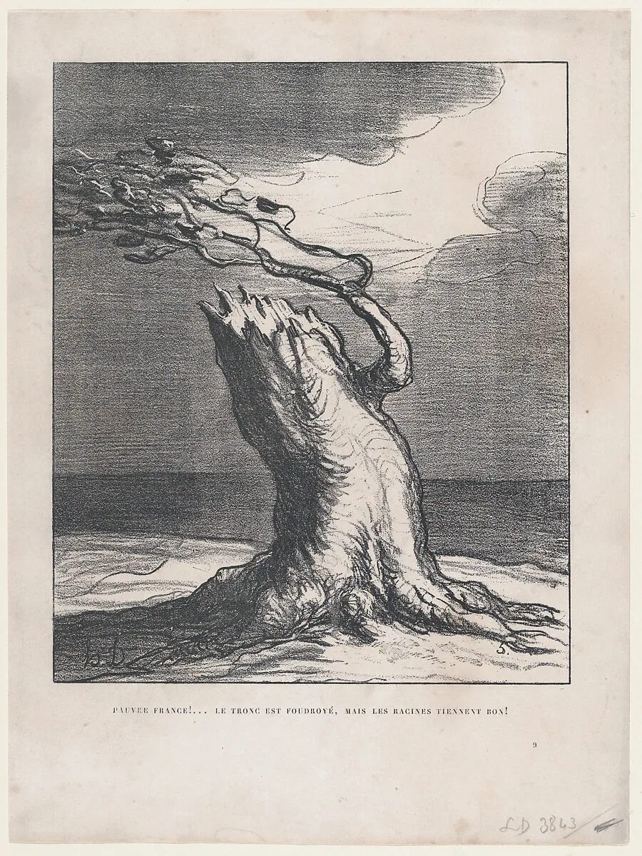 Poor France!... The trunk is blasted, but the roots hold!, published in 'L'Album du Siège,' 1871 — Honoré Daumier