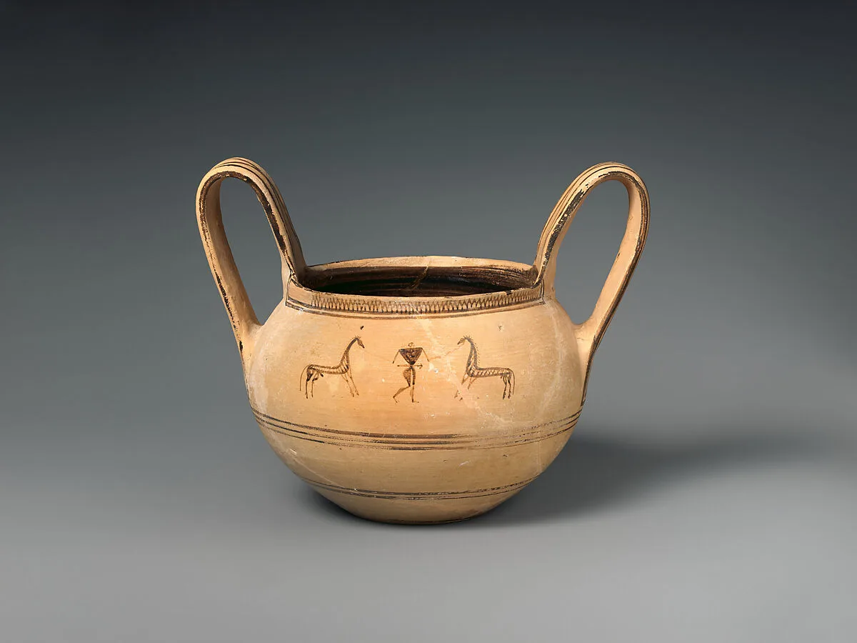 Terracotta kantharos (drinking cup with two high handles) — Unknown