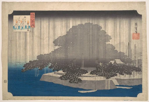 近江八景之内 唐崎夜雨|Evening Rain on the Karasaki Pine